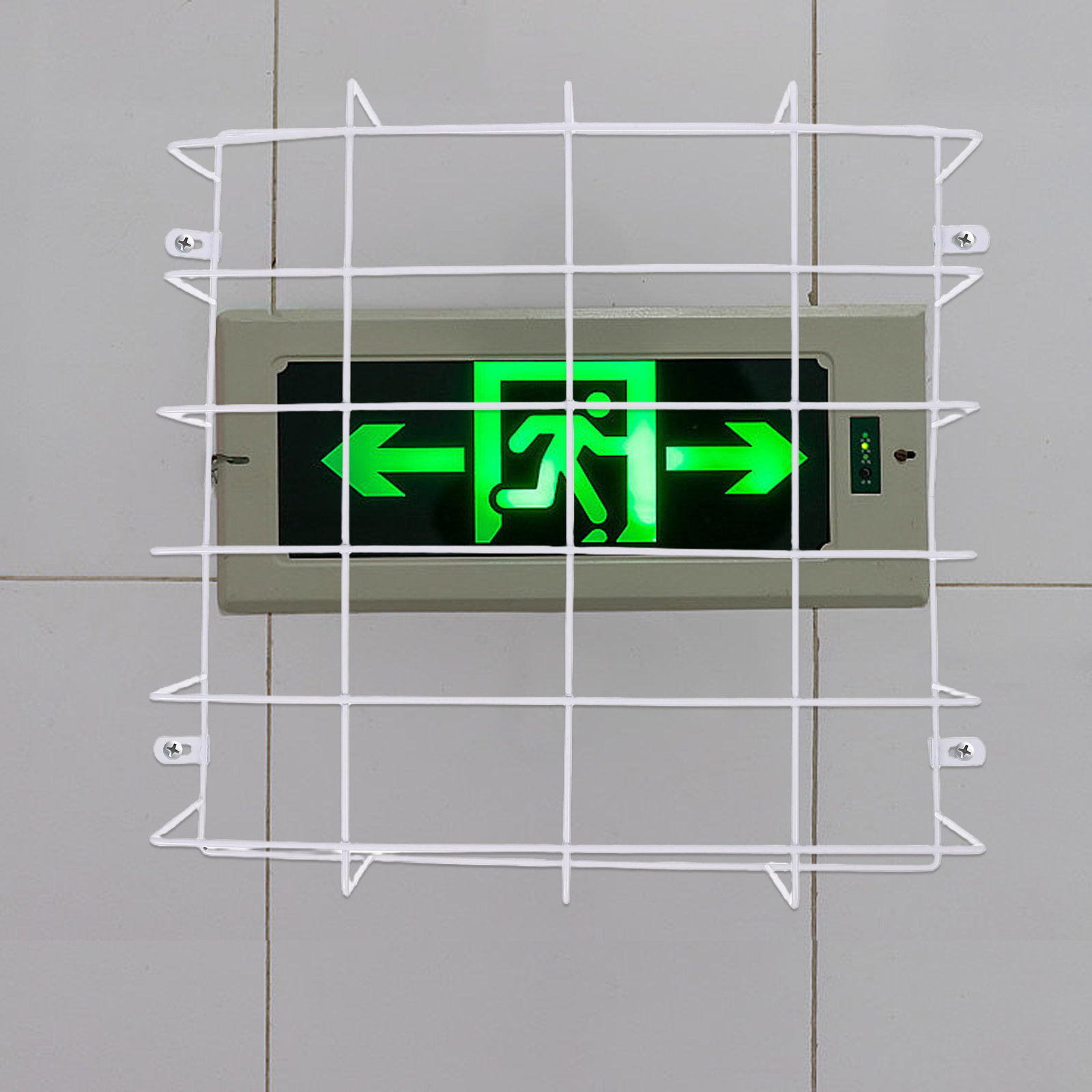Emergency Exit Sign - 壁掛け式スチールワイヤーメッシュケージ（出口標識、非常灯用保護カバー、安全ガード、頑丈な溶接構造）