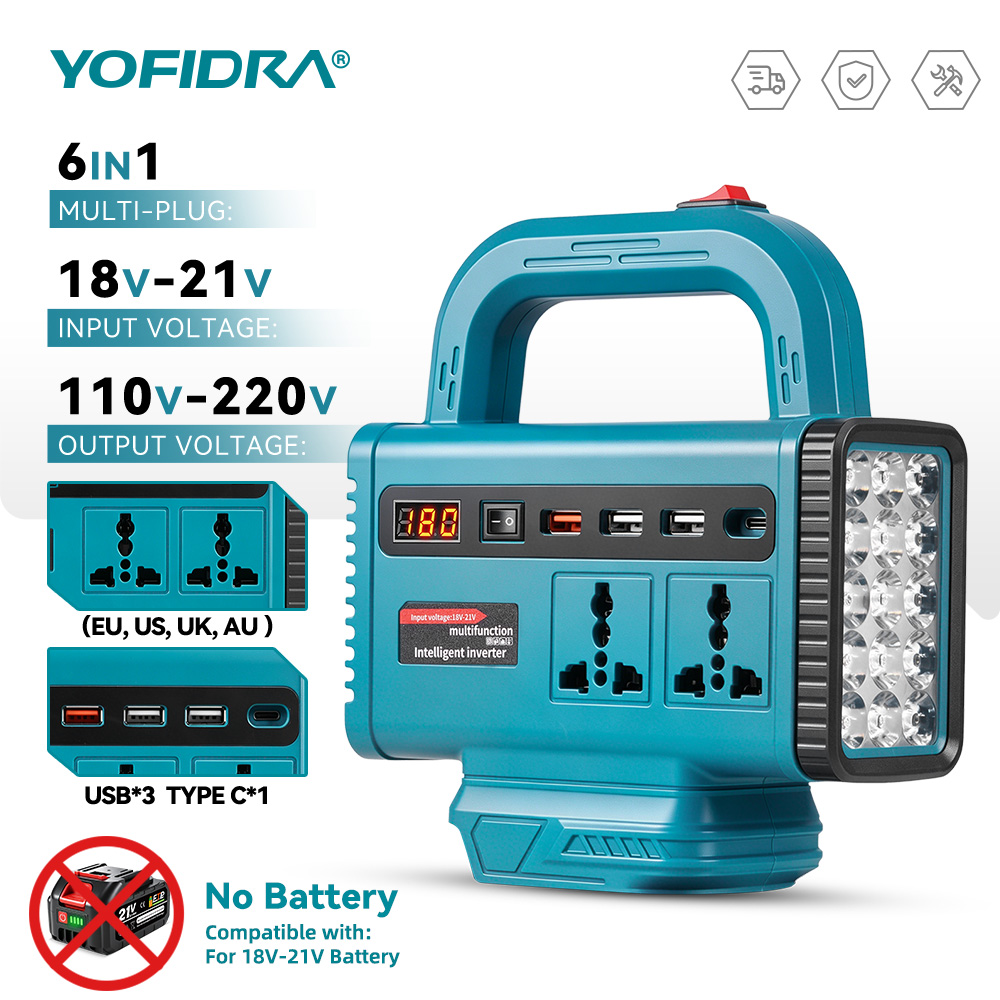 Power Outage Light - YOFIDRA 220V ポータブルパワーインバーター 屋外緊急電源 USB Type-C