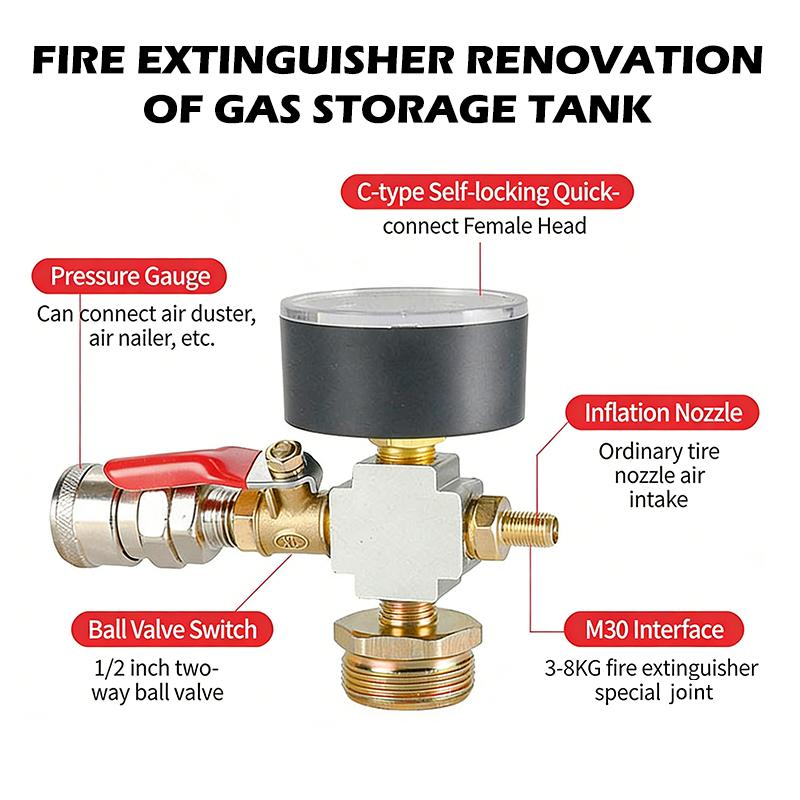 Fire Extinguisher Small - 小型タンクおよび消火器用エアポンプ圧力アダプター変換キット 安全装置用の頑丈な構造