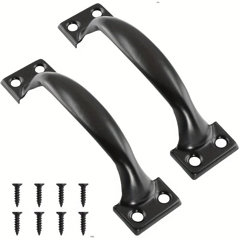 Window Lock Bar - 2個入りDIY家具用鉄製ハンドル、ドア、ゲート、窓、引き戸、納屋のドア、ガレージ、小屋の取っ手用ネジ付き