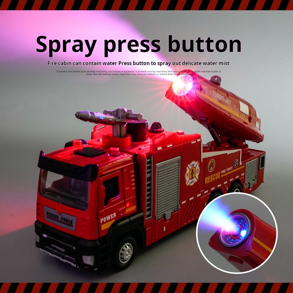 新型合金製消防車おもちゃ 大型サイズ 男の子向け 水噴射＆煙 - Fire Escape Ladder のレビューと価格