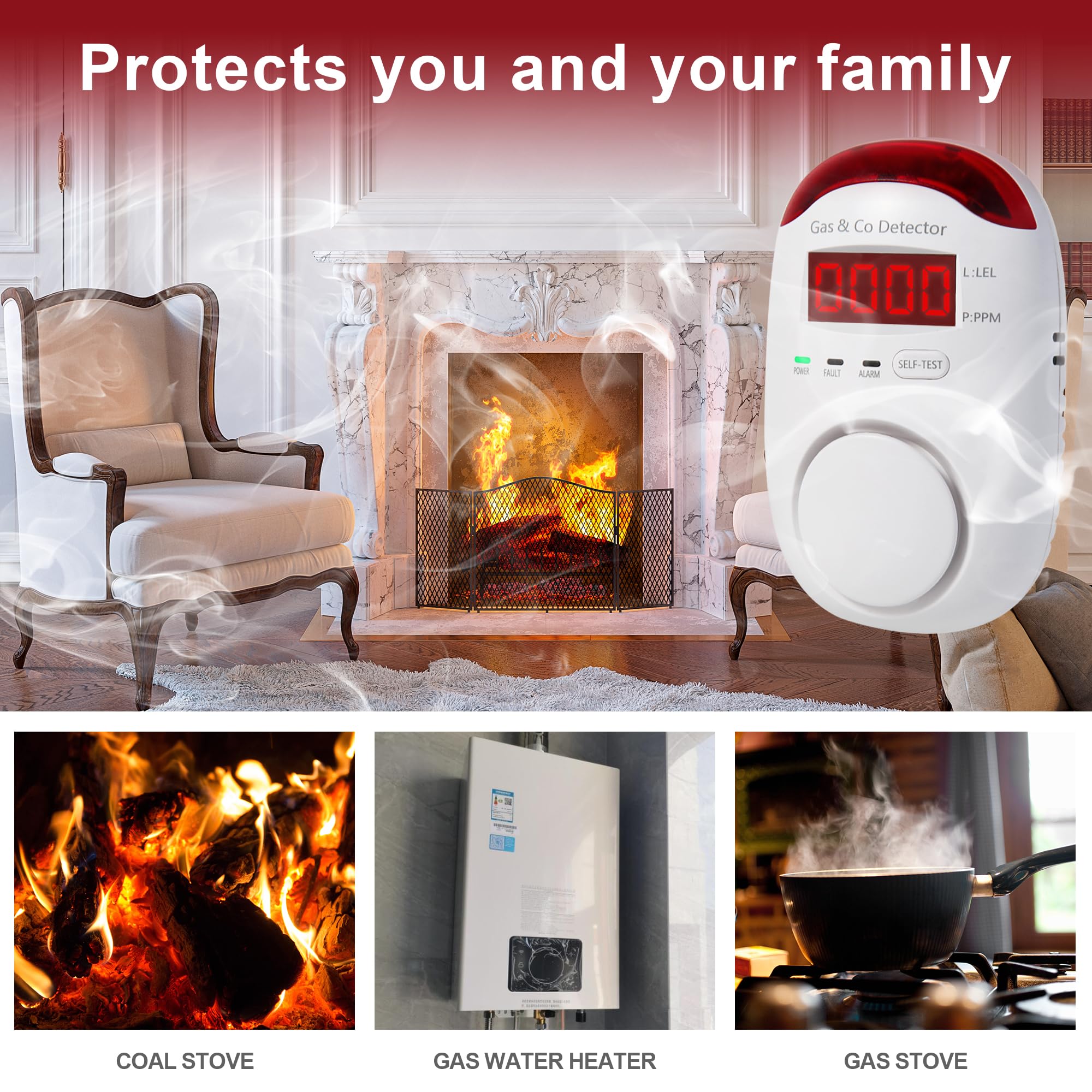 ガス・一酸化炭素複合検知器（プラグイン式）、2-in-1天然 - Co Detector Plug のレビューと価格