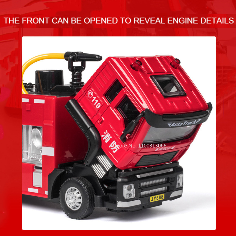 1/50スケールはしご付き消防車モデルおもちゃ、ホイールプル - Fire Escape Ladder のレビューと価格